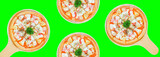 Pizza on colored background with clipping path