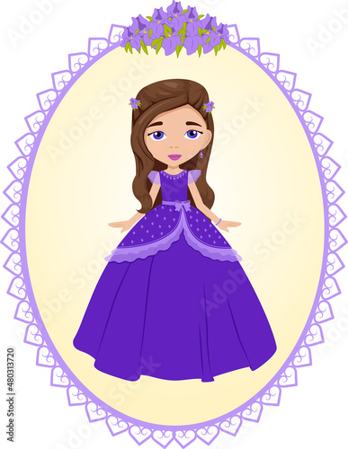 Beautiful princess standing in a beautiful dress, vector illustration