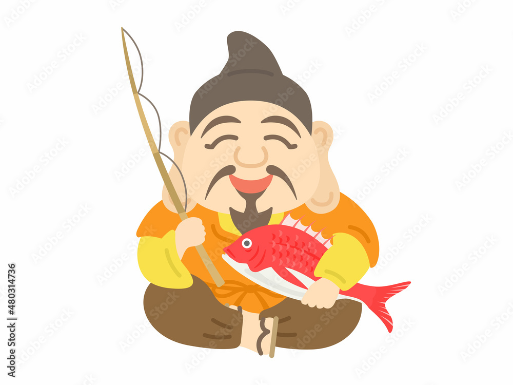 七福神の恵比寿天の神様のイラスト素材庫向量圖| Adobe Stock