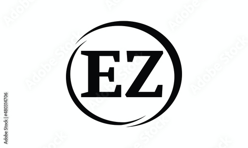 initial letter ez, ze linked circle lowercase monogram logo black photo