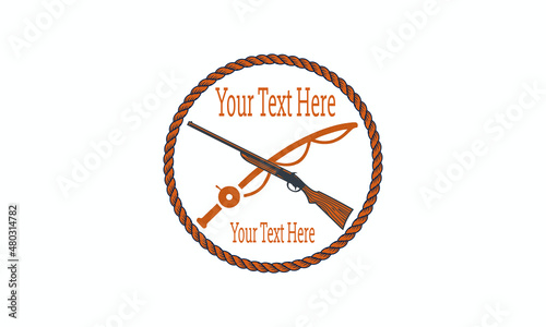 Hunting and fishing vintage logo template. Vector illustration.
