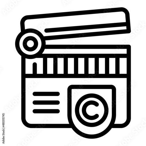 Movie copyright icon outline vector. Legal property. Law patent
