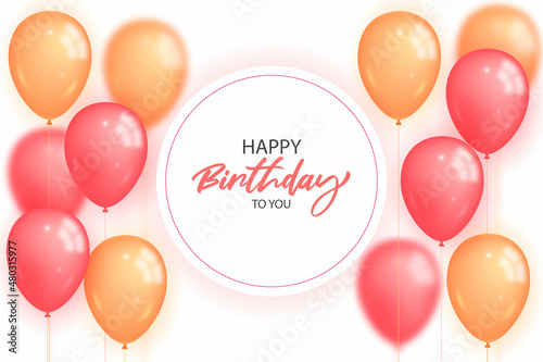 Photography happy birthday card design with balloons in pastel colors