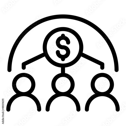 Money charity icon outline vector. Social help. Heart investor