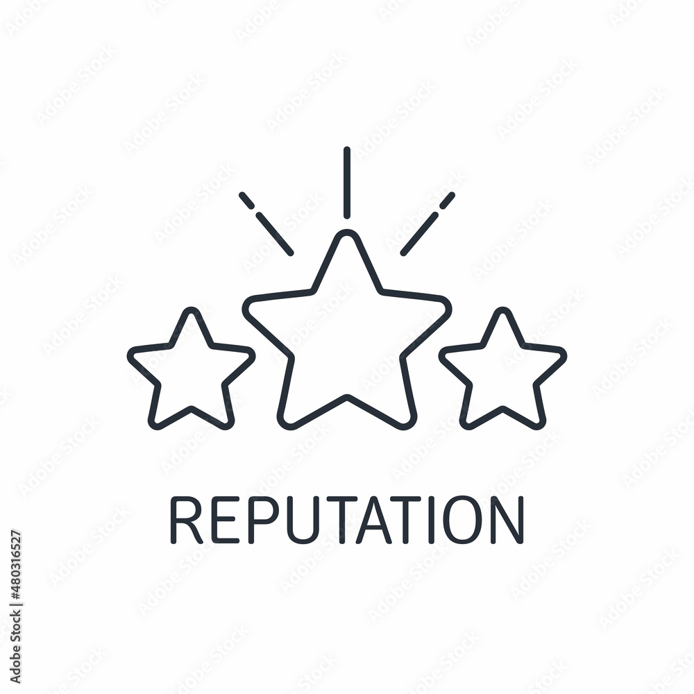 Star in the rays. Reputation. An important business element. Vector linear icon isolated on white background Star in the rays. Reputation. An important business element. Vector linear icon isolated on white background
