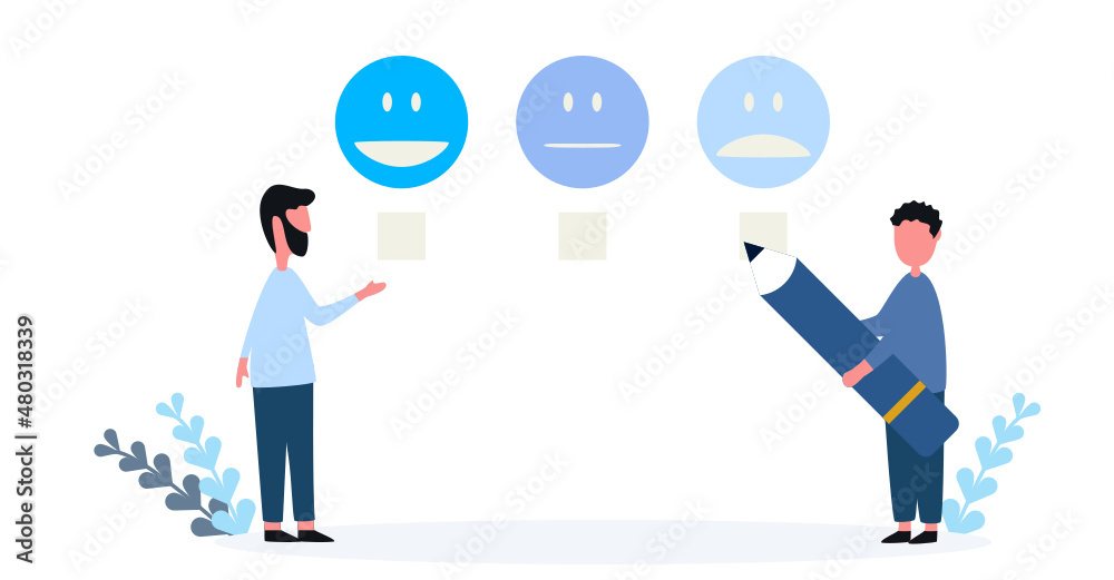 customer feedback review tiny person Emotional feedback with emoticons