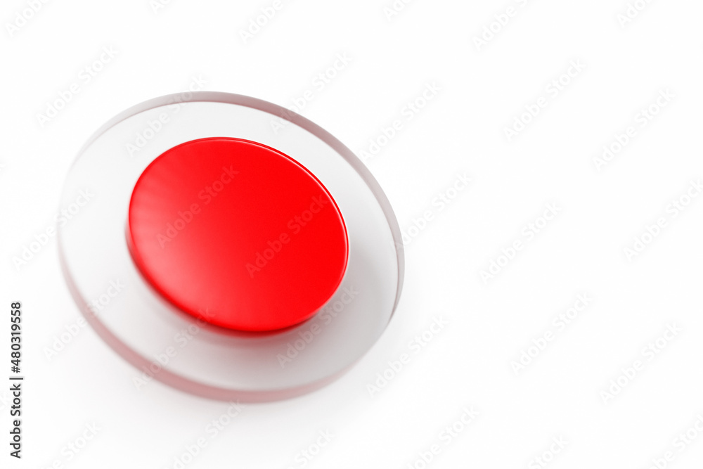 3D illustration white transparent chip with a red middle on a white isolated background 3D illustration white transparent chip with a red middle on a white isolated background