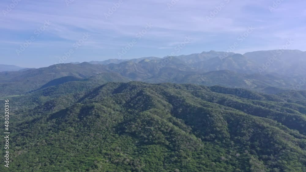 Mountainous landscape at Las Yayas, Azua in Dominican Republic. Aerial forward Mountainous landscape at Las Yayas, Azua in Dominican Republic. Aerial forward