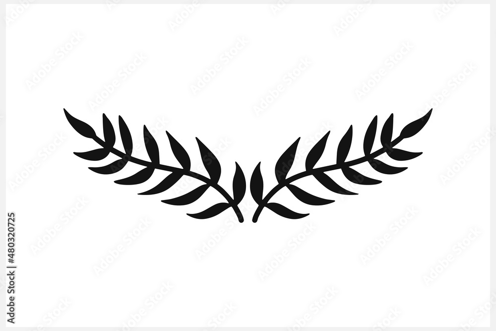Wreath icon isolated. Stencil eco clip art. Branch with leaf. Frame, border. Vector stock illustration. EPS 10