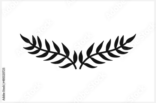 Wreath icon isolated. Stencil eco clip art. Branch with leaf. Frame, border. Vector stock illustration. EPS 10