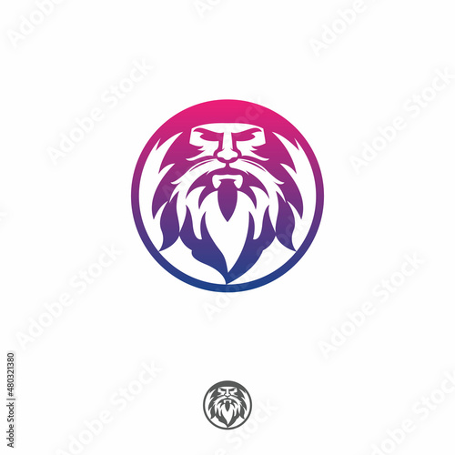 wizard face vector mascot logo design with modern illustration concept style for badge, emblem and tshirt printing.