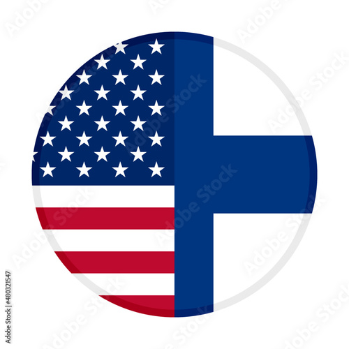 round icon with usa and finland flags. vector illustration isolated on white background