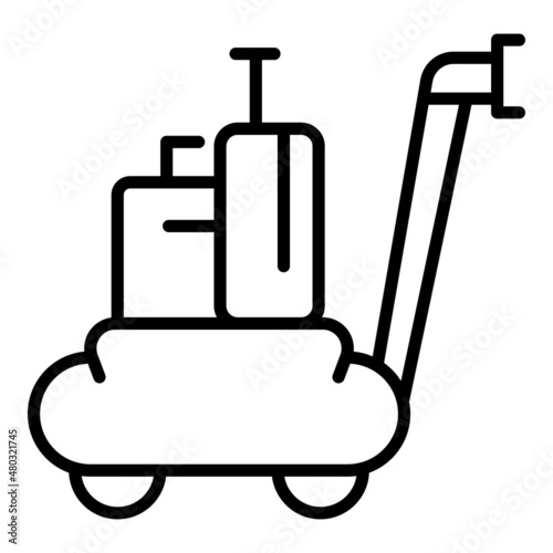 Bag trolly icon outline vector. Hotel suitcase. Hotel cart