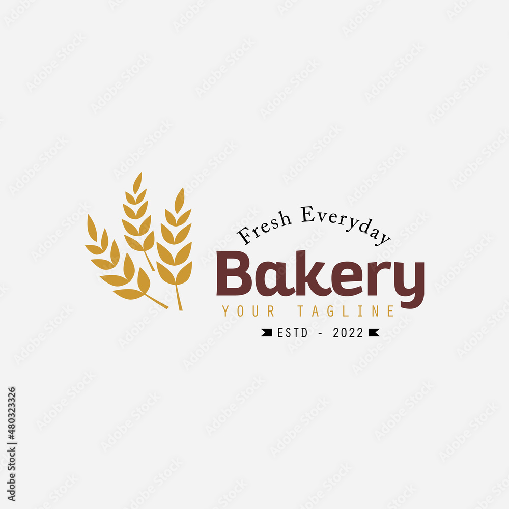 bakery word illustration logo design