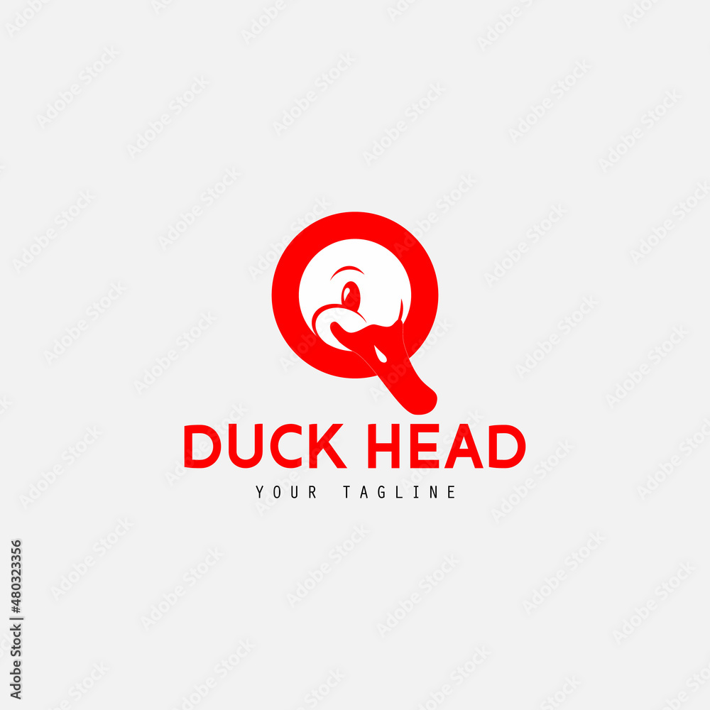 Duck head illustration logo design