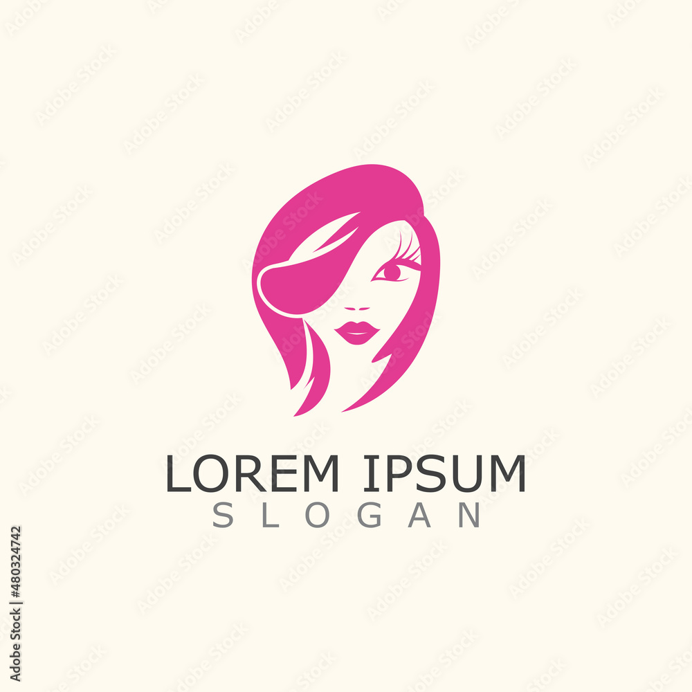 Vector of beautiful woman face logo, women icon on white background Vector of beautiful woman face logo, women icon on white background
