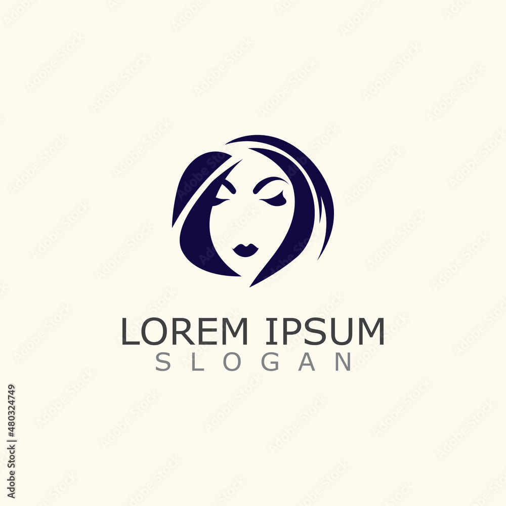 Vector of beautiful woman face logo, women icon on white background Vector of beautiful woman face logo, women icon on white background