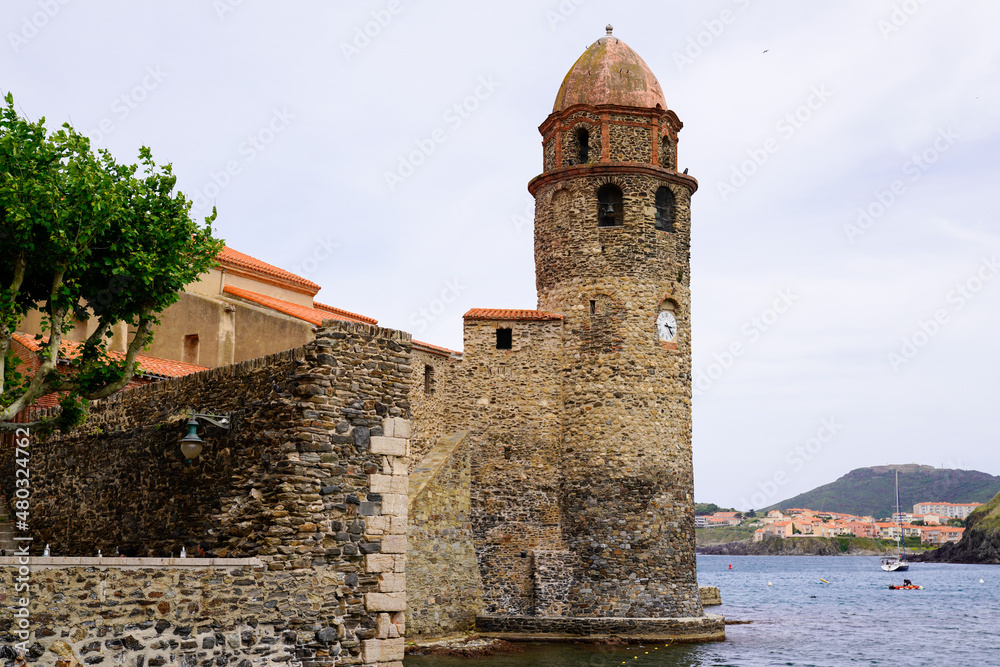 Collioure Our lady of the angels Church in harbour south city France