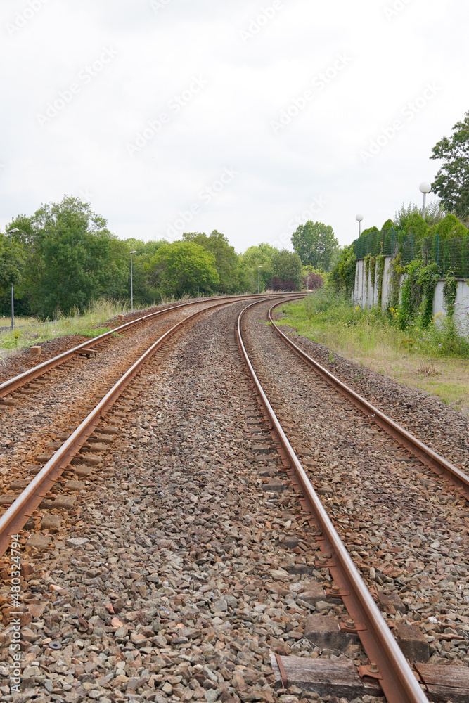 railway train rail in countryside rural landscape