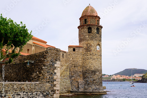 Collioure Our lady of the angels Church in harbour south city France