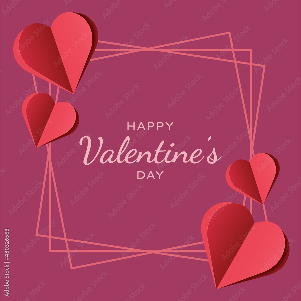 Happy Valentine's Day greeting card. Vector illustration.