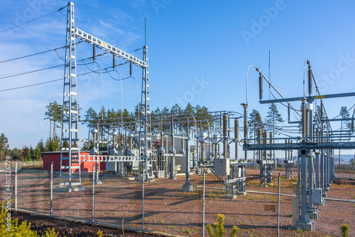 Electrical substation with a electric pylon