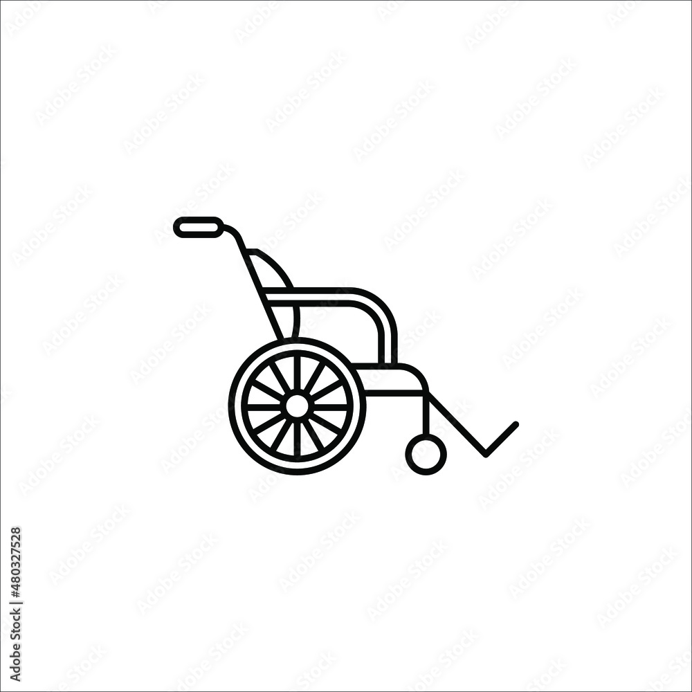 Wheelchair Thin Line Vector Icon. Flat Icon Isolated on the White Background. Wheelchair Thin Line Vector Icon. Flat Icon Isolated on the White Background.