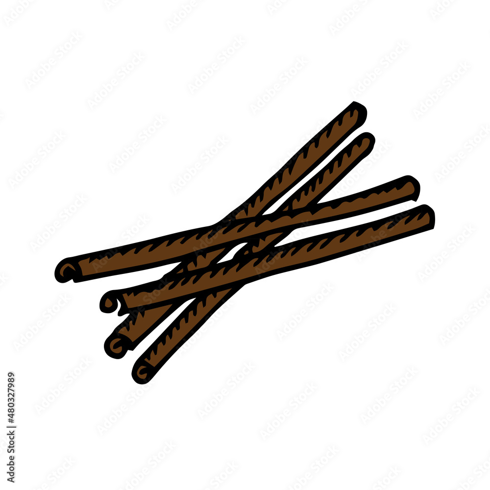 Cinnamon sticks and ground cinnamon isolated on white background. Vector illustration Cinnamon sticks and ground cinnamon isolated on white background. Vector illustration