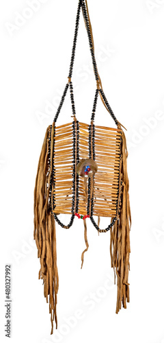 фотографія Ancient North American Indian breastplate made of bone and leather
