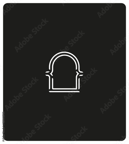 illustration d'une ouverture, porte, entrée. Symbole du patrimoine ancien. époque, histoire, construction, église, château, tour, forteresse, donjon, moyen-âge. Tampon, marque, identité, logo