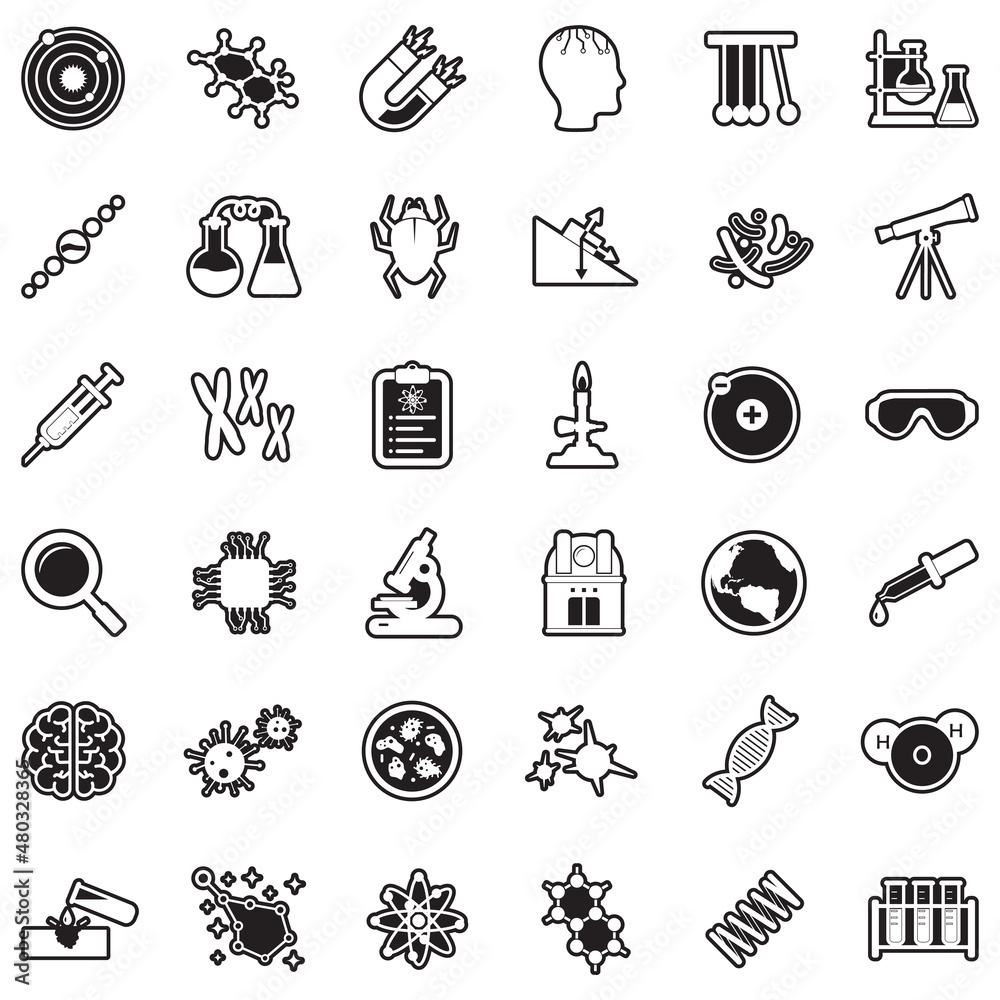 Obraz premium Science Icons. Line With Fill Design. Vector Illustration.
