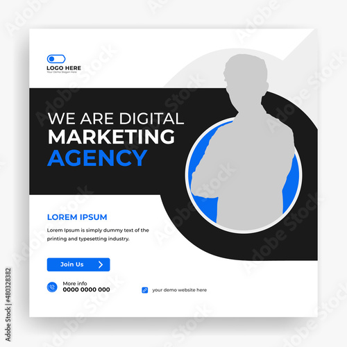 Corporate Social Media post banner template, Digital business marketing editable banner design