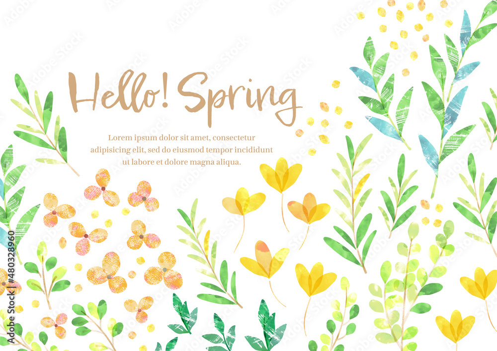 水彩 春のフラワー素材 ボタニカル