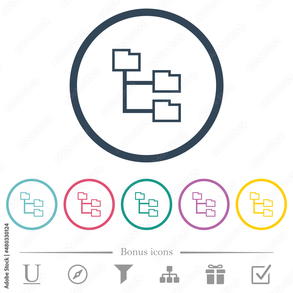 Folder structure outline flat color icons in round outlines Folder structure outline flat color icons in round outlines