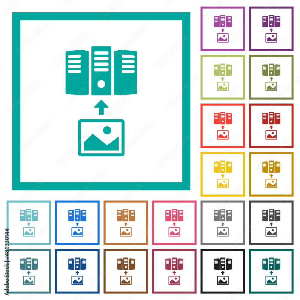 Upload image to server solid flat color icons with quadrant frames Upload image to server solid flat color icons with quadrant frames