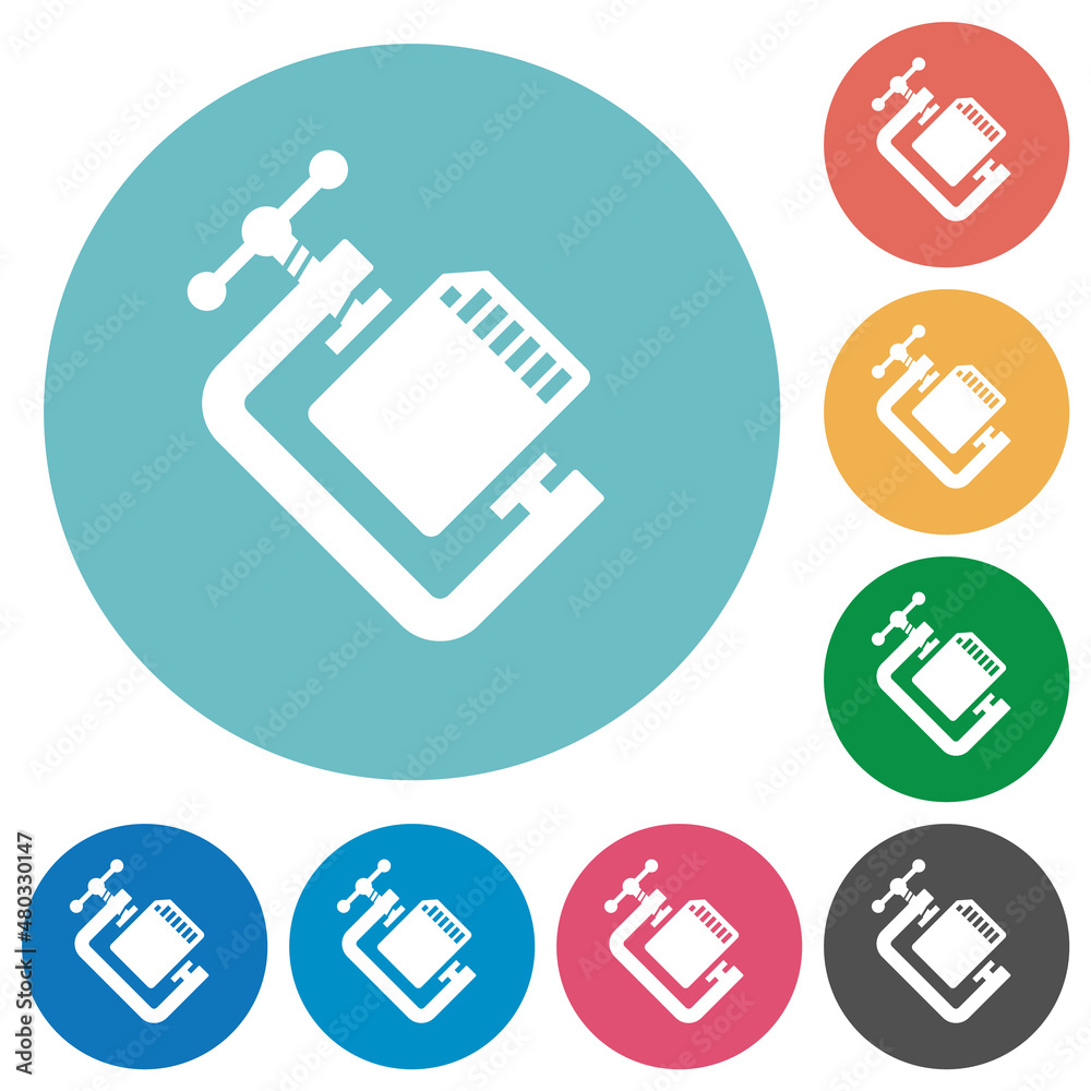 SD memory card compress solid flat round icons SD memory card compress solid flat round icons