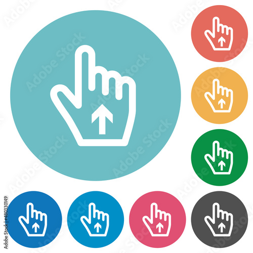 Hand cursor up outline flat round icons