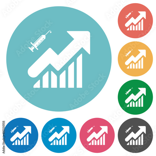 Vaccination graph flat round icons