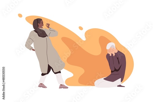 Psychology concept. Person suffers from depression, spread negative mood to people. Unhappy depressed unapproachable man with mental disorder. Flat vector illustration isolated on white background