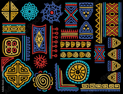 set of hand drawn tribal or...