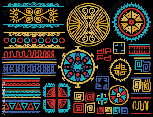 Set of Ethnic hand drawn tr...