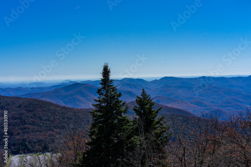 Panorama of the Appalachian mountains in Georgia in autumn 
