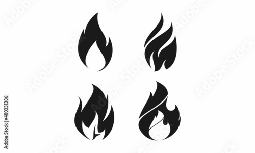 Black flame set illustration vector design
