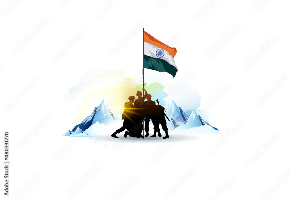 illustration of Indian Army soilder holding flag of India. Patriotic  background of India 26th January Republic Day. Stock Illustration | Adobe  Stock
