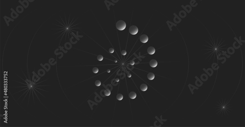 Abstract mystical shapes on a black background. Esoteric symbols, imitation of planets.