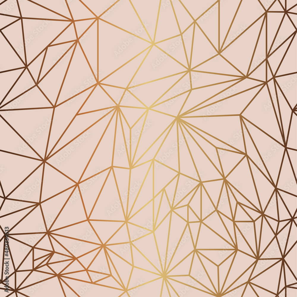 Pink background and low poly gold lines seamless pattern. Spring wedding invitation, modern post cover layout. Dye flow style. Vector illustration. Pink background and low poly gold lines seamless pattern. Spring wedding invitation, modern post cover layout. Dye flow style. Vector illustration.