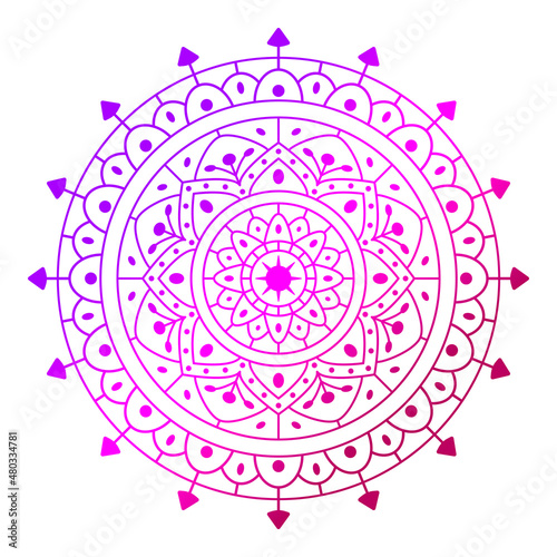 Mandala. Circular pattern in form of mandala for Henna Mehndi or tattoo decoration. Decorative ornament in ethnic oriental style, vector illustration. Coloring book page. 