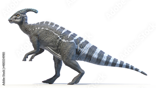 3d rendered illustration of a Parasaurolophus photo