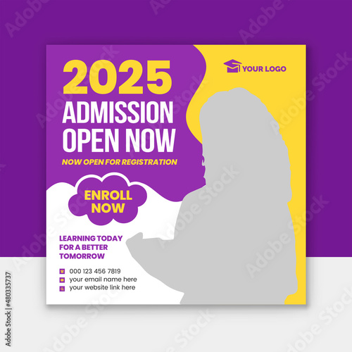 Admission social media post, Students Back to school admission promotion social media post banner template. Back to School admission social media post or Instagram post or flyer Design