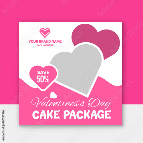 Valentine's day social media post template. Social media template vector illustration. Promotion banner template